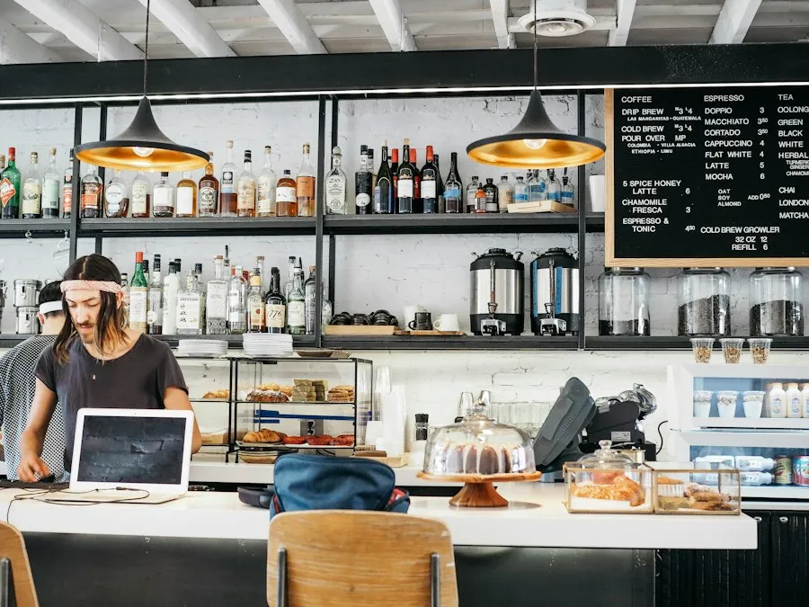 Photo coffee shop socializing spaces